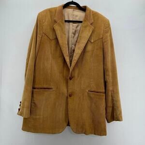 Vintage Lee Western Blazer Jacket Mens 44L Camel Tan Corduroy Sport Coat